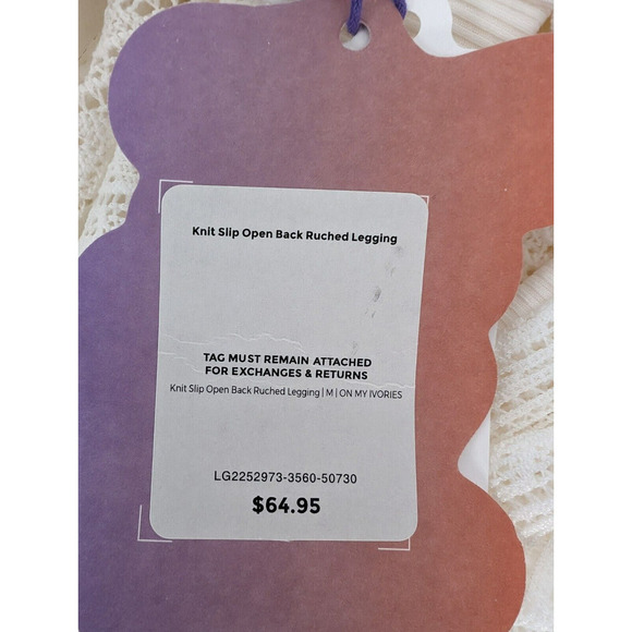 YITTY Ivory Knit Slip Semi Sheer Lace Crop Top and Ruched Back Legging Set M - Picture 11 of 16